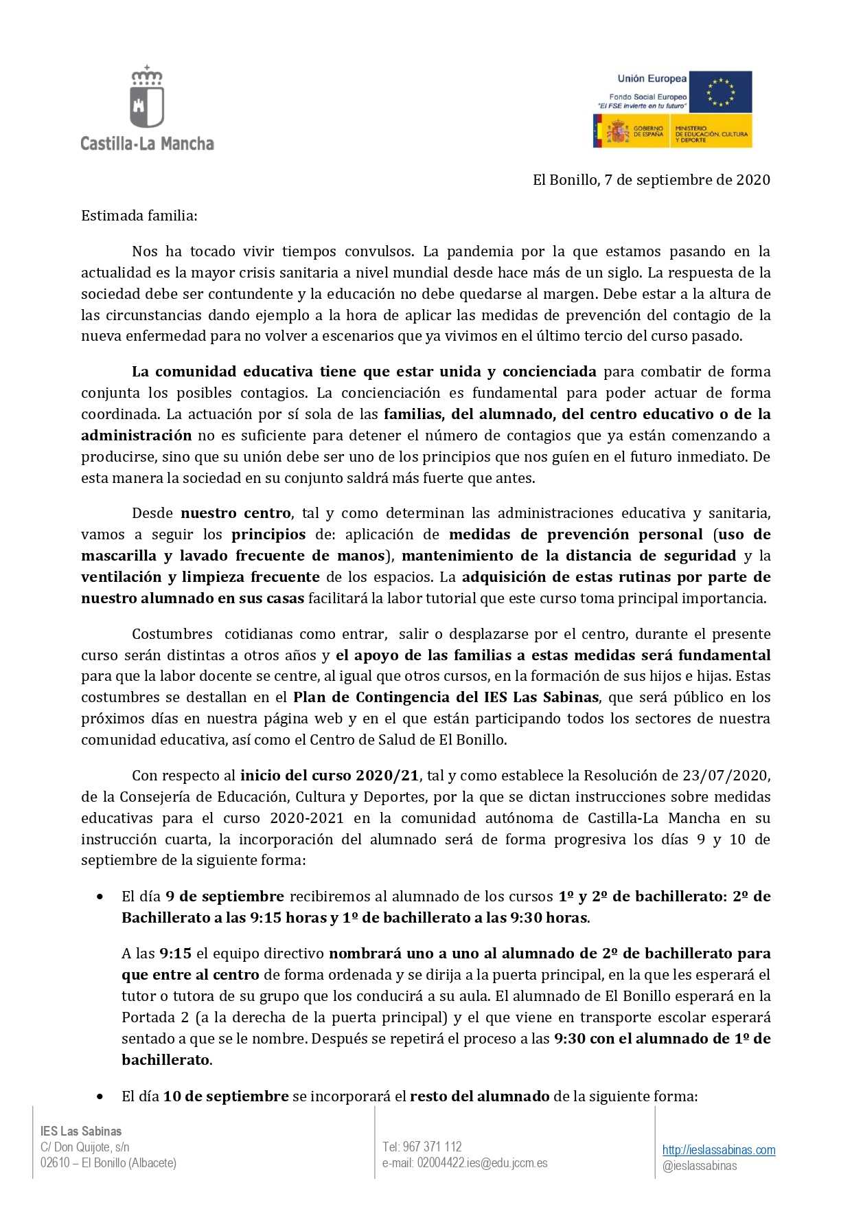 Carta de presentación a las familias 20 21 page 0001