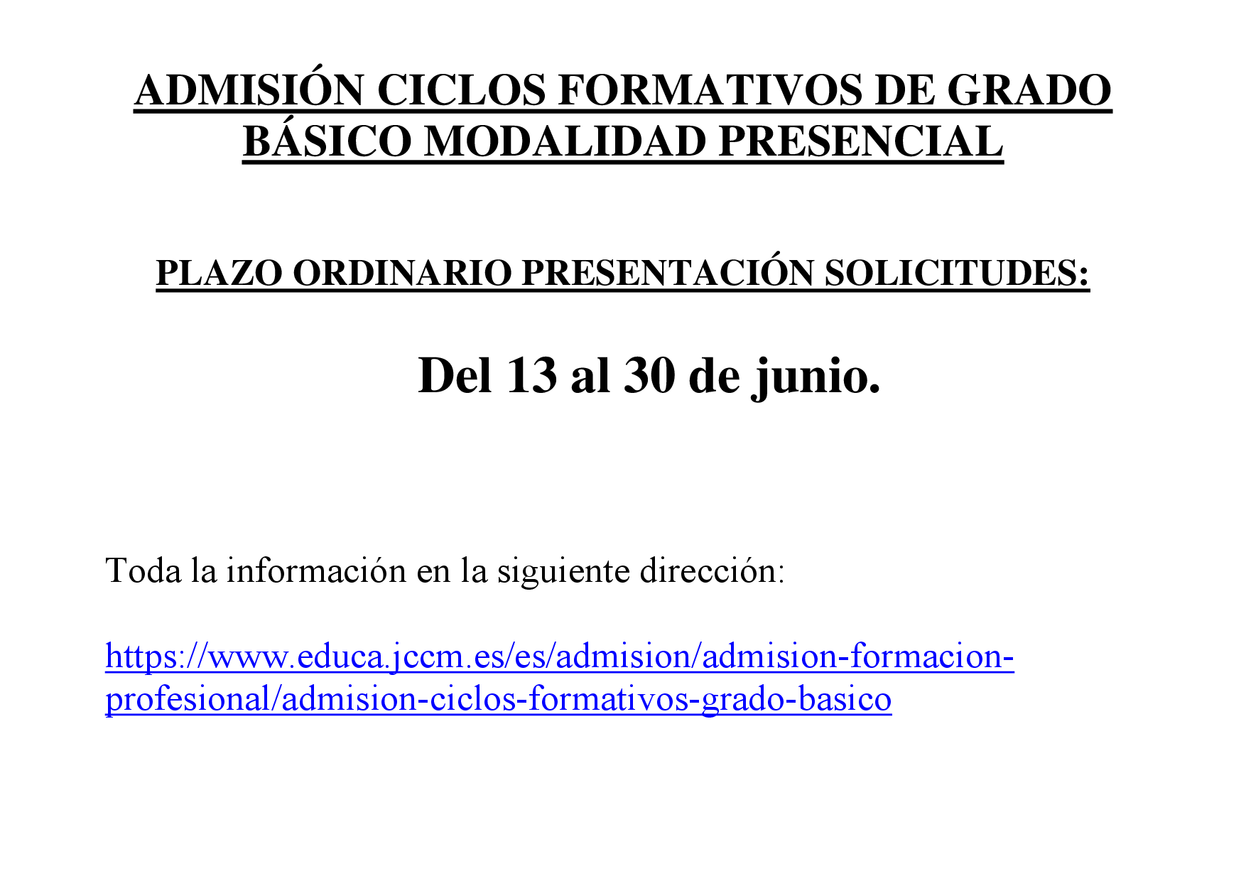 ADMISIÓN CICLOS FORMATIVOS DE GRADO baSICO 22 23