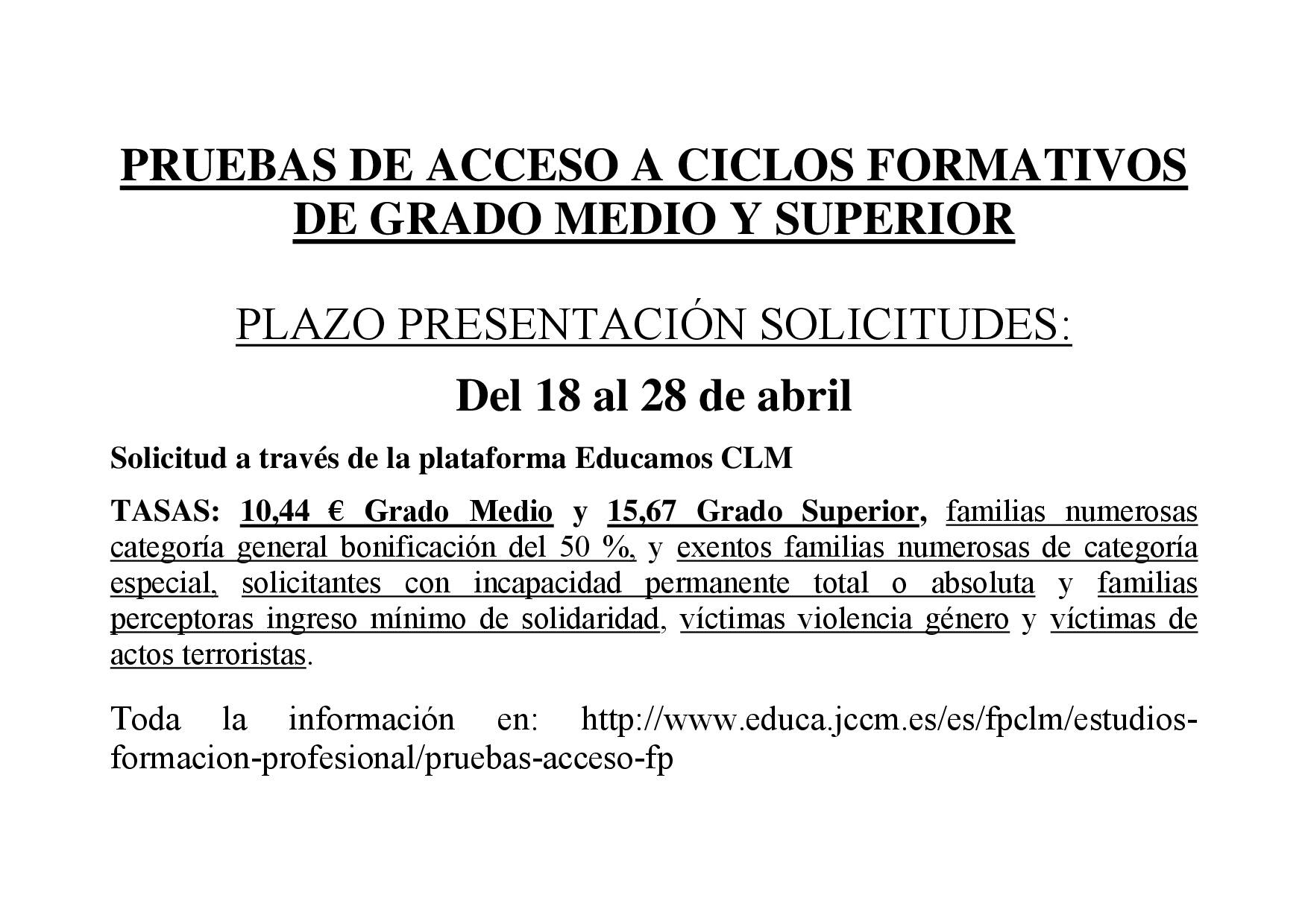 CARTEL PRUEBA DE ACCESO A CICLOS 23 24